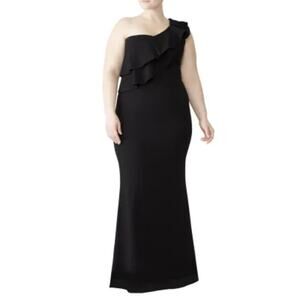Black Halo Eve Laurel Berman Manala One Shoulder Ruffle Gown Black Women's 16